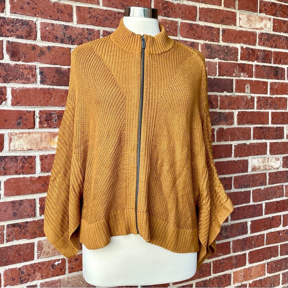 Lululemon Burnt Golden Yellow Batwing Full Zip Sweater XS/S Oversized Knit Top